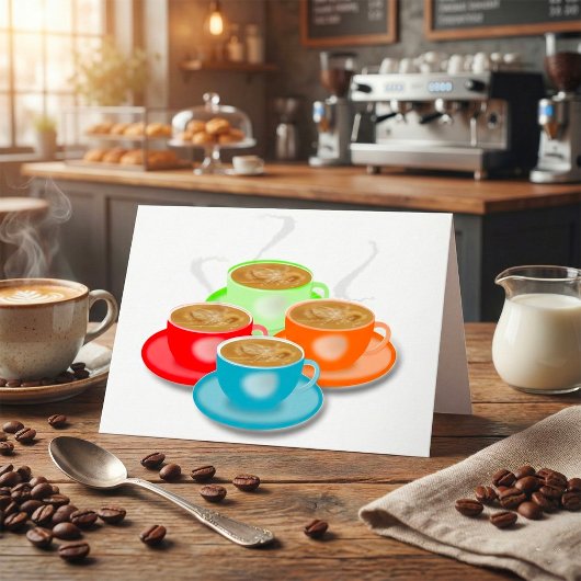 4カップのコーヒーグリーティングカード カード