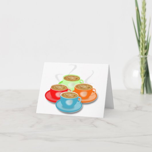4カップのコーヒーノートカード カード (正面)