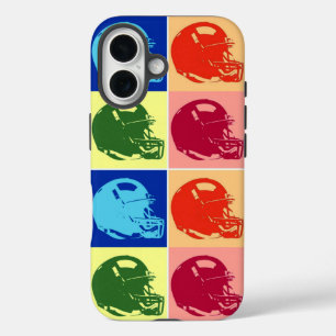 4カラーアートポップ・アートのサッカーヘルメット iPhone 16ケース