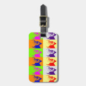 4カラーアートポップ・アートのバッファローバイソン ラゲッジタグ (正面縦)