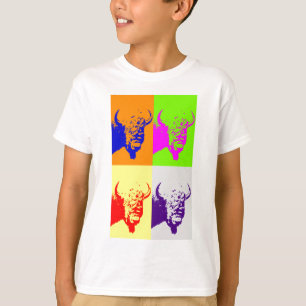4カラーアートポップ・アートのバッファローバイソン Tシャツ