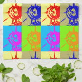 4カラーアートポップ・アートのレディーリバティ キッチンタオル (折り畳み)