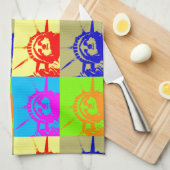 4カラーアートポップ・アートのレディーリバティ キッチンタオル (四つ折り)