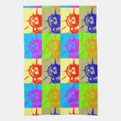 4カラーアートポップ・アートのレディーリバティ キッチンタオル (縦)