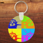 4カラーアートポップ・アートのレディーリバティ キーホルダー (正面)