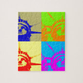 4カラーアートポップ・アートのレディーリバティ ジグソーパズル (縦)