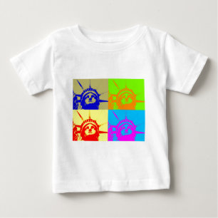 4カラーアートポップ・アートのレディーリバティ ベビーTシャツ