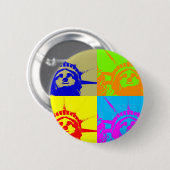 4カラーアートポップ・アートのレディーリバティ 缶バッジ (正面&裏面)