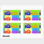 4カラーアートポップ・アートのレディーリバティ 長方形シール (シート)