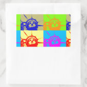 4カラーアートポップ・アートのレディーリバティ 長方形シール (バッグ)