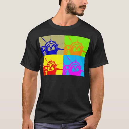 4カラーアートポップ・アートのレディーリバティ Tシャツ (正面)