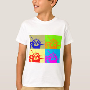 4カラーアートポップ・アートのレディーリバティ Tシャツ