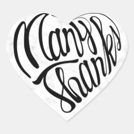 4カ国語で多感謝していくのハートの形をした ハートシール