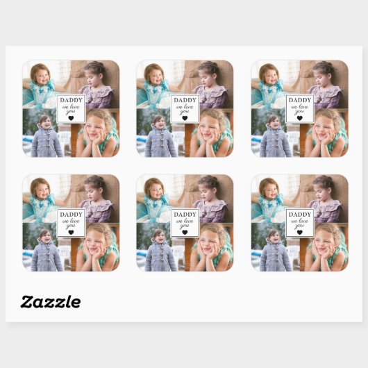 4キッズフォトコラージュ父の日 スクエアシール (シート)