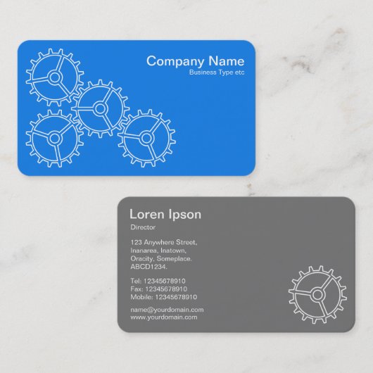 4ギアII – ホワイトオンぼやけ – グレーバック 名刺 (正面/裏面)