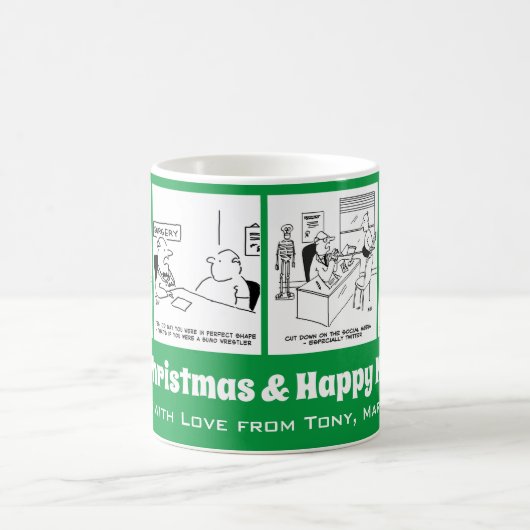 4クリスマスに医者のための医学の漫画。 コーヒーマグカップ (中央)