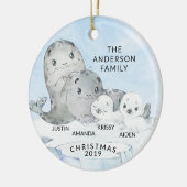 4クリスマスのシールファミリー家族 セラミックオーナメント (左)