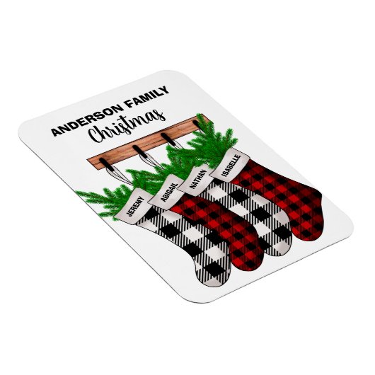 4クリスマスのプレイドパーソナライズされたファミリー マグネット (右側)