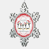 4クリスマスオーナメントのかわいいペンギンの家族 スノーフレークピューターオーナメント (右)