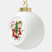 4クリスマスオーナメントの可愛いスティックフィギュア家族 セラミックボールオーナメント (右)