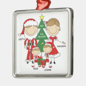 4クリスマスオーナメントの可愛いスティックフィギュア家族 メタルオーナメント (左)