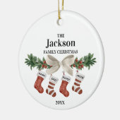 4クリスマスストッキングのパーソナル化可能な家族 セラミックオーナメント (左)