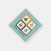 4クリスマスツリーレトロデザイン スタンダードカクテルナプキン (角)