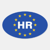 4クロアチア"HR"の欧州連合の旗 楕円形シール (正面)