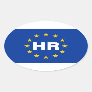 4クロアチア"HR"の欧州連合の旗 楕円形シール