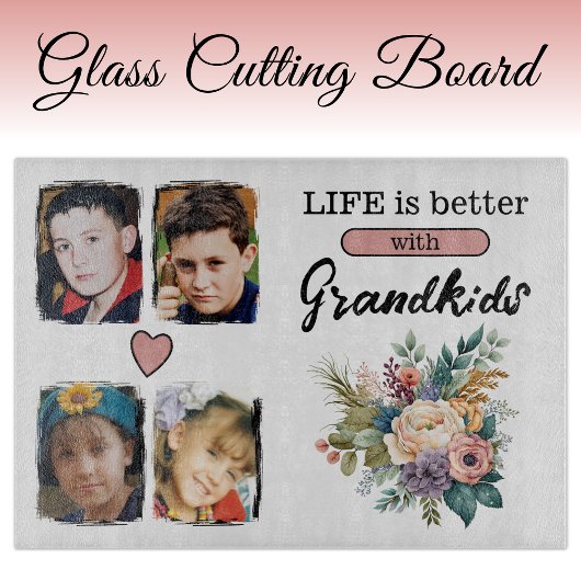 4グランドキッズ写真フローラピンク カッティングボード
