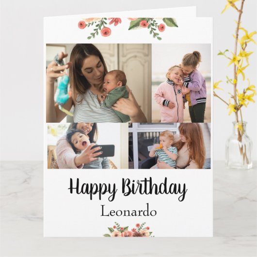 4コスチュミズ写真スパーソナライズされたクリプト誕生日 カード (黄色い花)