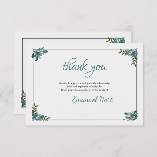4コーナーの群葉の悔やみや弔慰のサンキューカード サンキューカード (正面/裏面)
