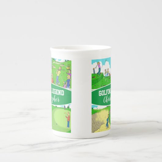 4ゴルフ伝説用のゴルフマンガデザイン ボーンチャイナマグカップ (正面)