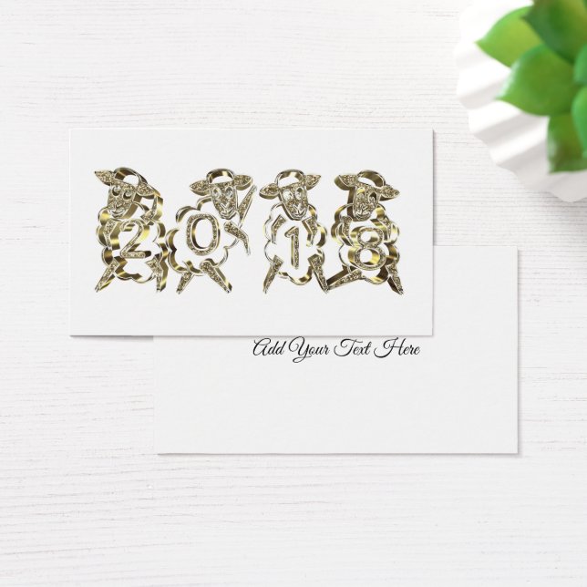 4ゴールデンシープハッピーニューイヤー2018金ゴールドきらめき (デスク)