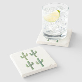 4サボテン水彩大理石コースター ストーンコースター