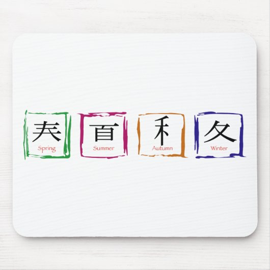 4シーズンイン日本の – 黒文字 マウスパッド (正面)