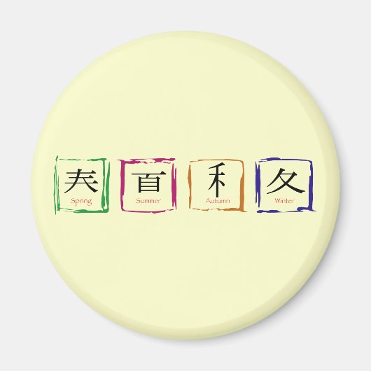 4シーズンイン日本の – 黒文字 マグネット (正面)