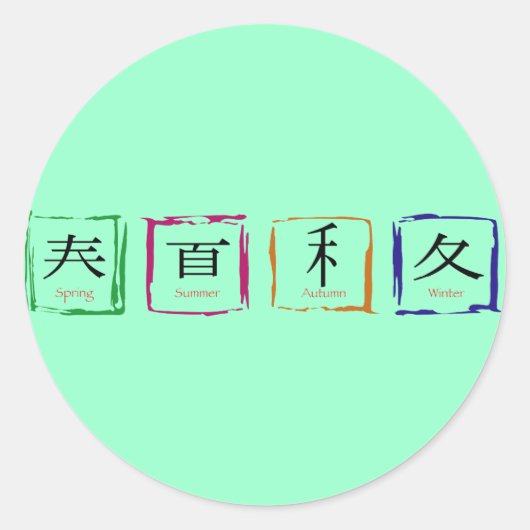 4シーズンイン日本の – 黒文字 ラウンドシール (正面)