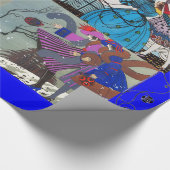 4シーズンズアートデコ美しいファッションイラストレーション、ブルー ラッピングペーパー (角)