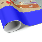 4シーズンズアートデコ美しいファッションイラストレーション、ブルー ラッピングペーパー (ロールコーナー)