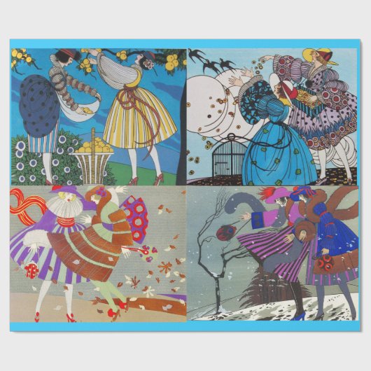 4シーズンズアートデコ美しいファッションイラストレーション ラッピングペーパー (フラット)