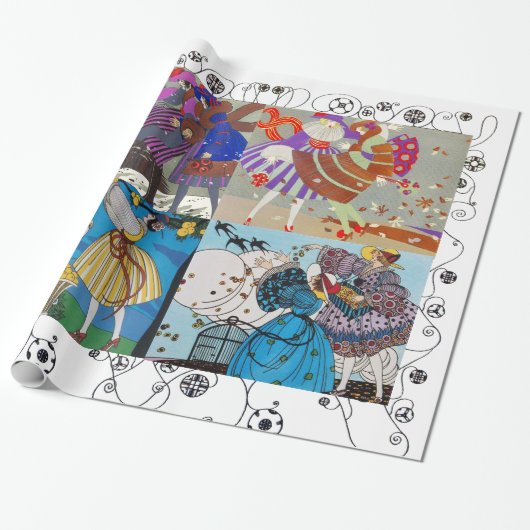 4シーズンズアールデコ美しいファッション衣装デザイン ラッピングペーパー (アンロールド)