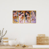 4シーズンズバイアルフォンスミュシャ、ヴィンテージアールヌーボー ポスター (キッチン)