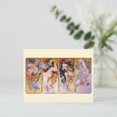 4シーズンズバイアルフォンスミュシャ、ヴィンテージアールヌーボー ポストカード (スタンド正面)