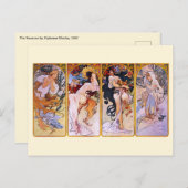 4シーズンズバイアルフォンスミュシャ、ヴィンテージアールヌーボー ポストカード (正面/裏面)