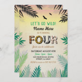 4ジャングル4歳誕生日パーティーサファリZOO招待状 招待状 (正面/裏面)