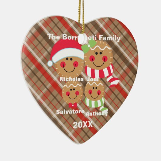 4ジンジャーブレッド顔クリスマス飾りの家族 セラミックオーナメント (右)