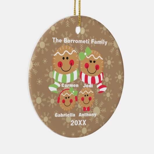 4ジンジャーブレッド顔クリスマス飾りの家族 セラミックオーナメント (右)