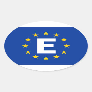 4スペイン"Eの。-欧州連合の旗 楕円形シール