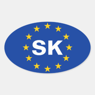 4スロバキア"SK"欧州連合の国旗 楕円形シール